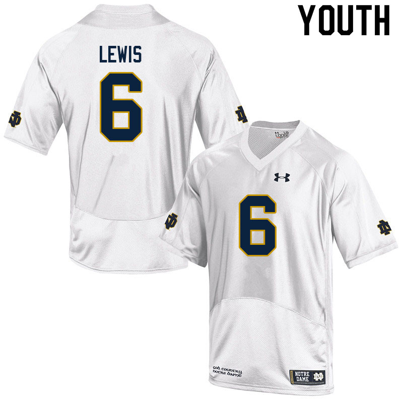 Youth #6 Clarence Lewis Notre Dame Fighting Irish College Football Jerseys Sale-White - Click Image to Close